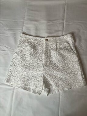 Fashion Nova White Textured High-Waist Shorts